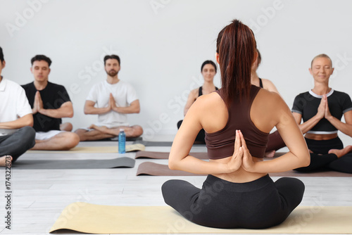 Sporty woman practicing yog...