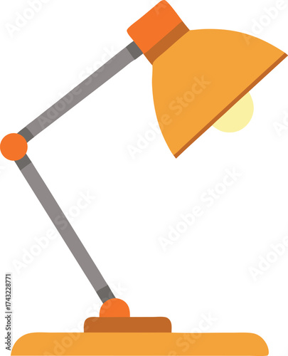 Modern sleek orange desk lamp vector illustration scalable eps icon for design