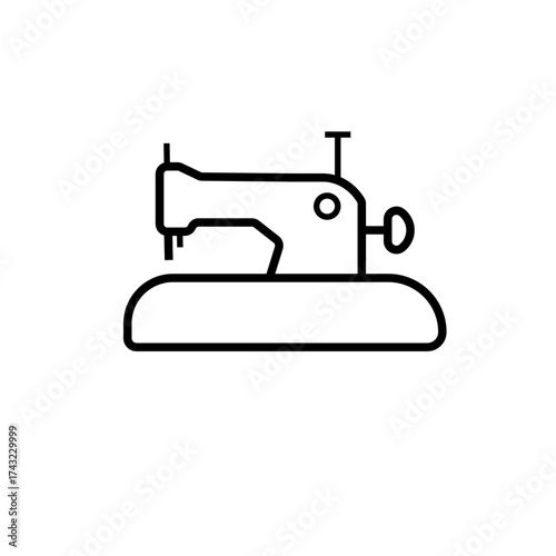 Sewing Machine Line Art Icon - Tailoring and Craft Vector