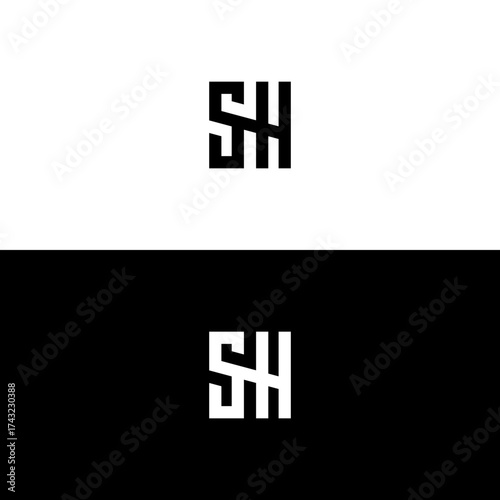 SH initial letter logo design...