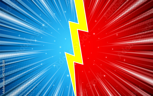 Flat background versus comic style. Vector illustration.