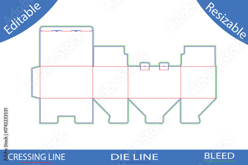 Die line template for a folding carton with front closure