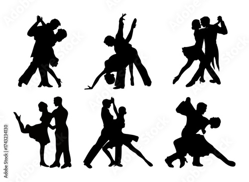 silhouettes of people dancing tango