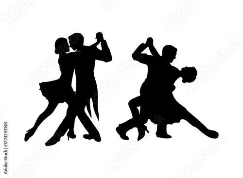 silhouettes of dancing people