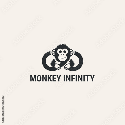 Monkey infinity logo vector icon illustration