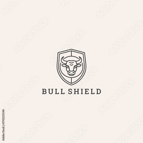Bull shield logo vector icon illustration