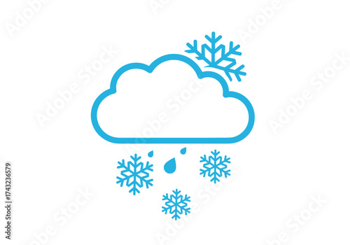 Weather icons representing a cloud with snowflakes and raindrops falling down.