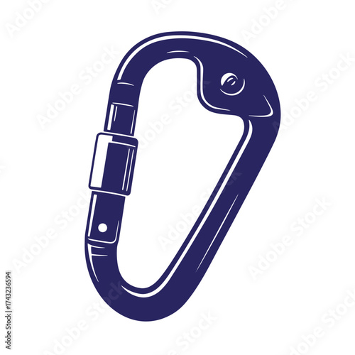 Classic vintage style illustration of a durable carabiner clip for climbing and outdoor adventures