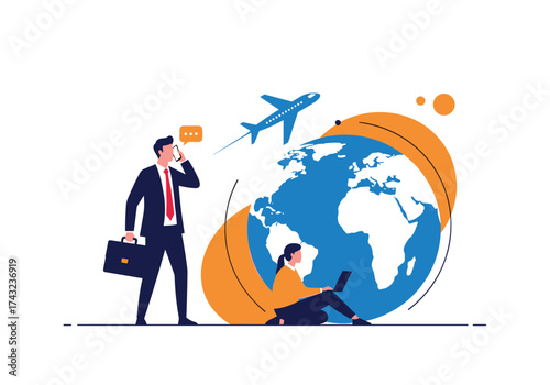 Global business travel and digital communication facilitate international connectivity.
