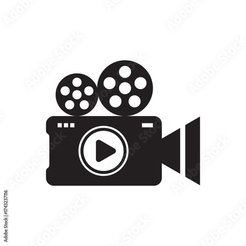 Vintage Movie Camera Icon Vector | Film Production, Video Recording, and Cinema Symbol Design