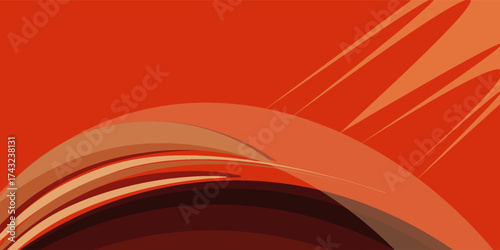 A dynamic gradient of warm orange and red hues creates a bold, abstract composition with fluid motion and depth.