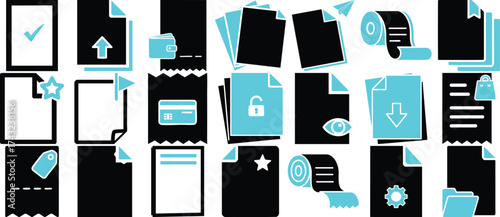 Hand made Set of document icons file management vector glyphs perfect for app and web design Vector