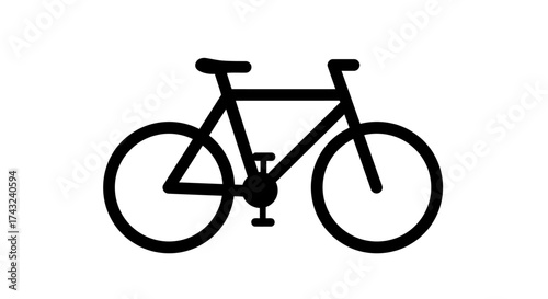 Simple black and white bicycle icon illustration on white background.