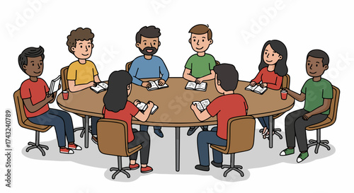 Group of people meeting around a round table
