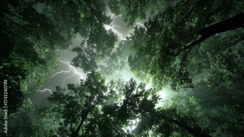 Stormy forest canopy