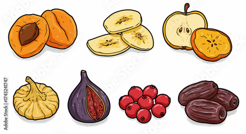 Dried fruits assortment with transparent background