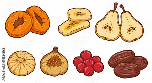 Dried fruits assortment with transparent background