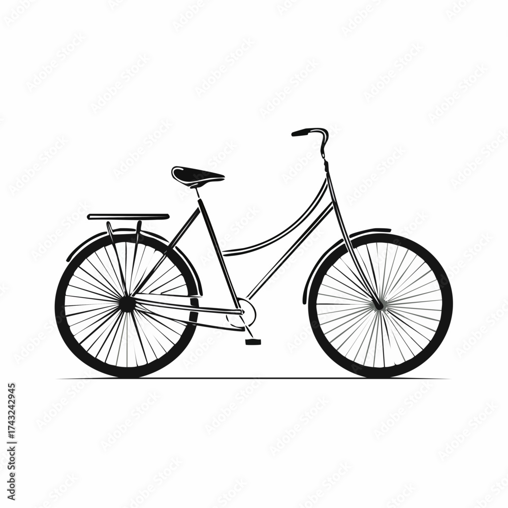 Fototapeta premium Illustration of a bicycle with a rack over the back wheel.