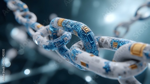Futuristic digital blockchain network connection