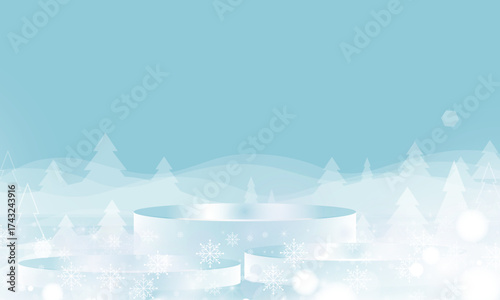 Podium shape for show cosmetic product display for christmas day or new years Typographical Christmas color background