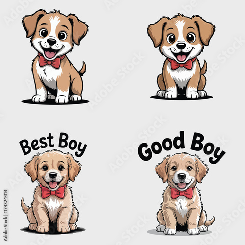Happy puppies wearing bowties puppy canine