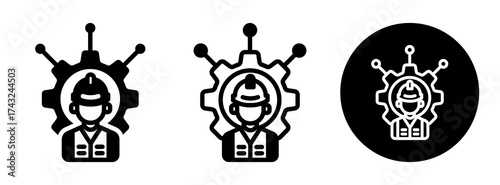 Skilled Worker Icon Collection Glyph & Mixed Style