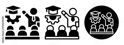 Vocational Training Icon Collection Glyph & Mixed Style