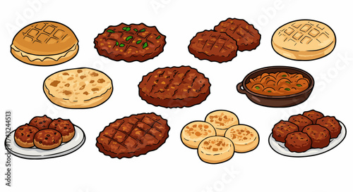 Korean food assortment collection with transparent background