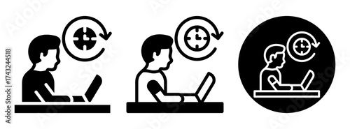 Full Time Job Icon Collection Glyph & Mixed Style