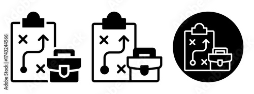 Work Strategy Icon Collection Glyph & Mixed Style