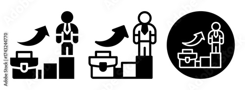 Career Advancement Icon Collection Glyph & Mixed Style
