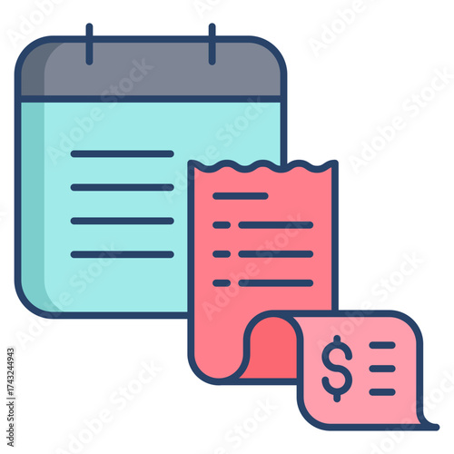 due bill linear color icon design