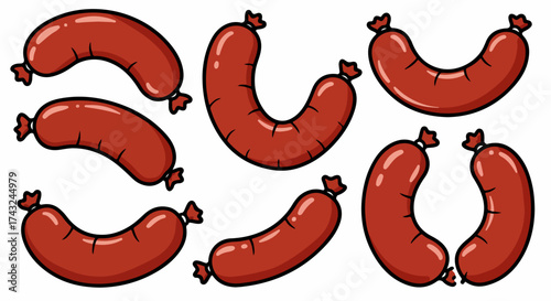 Red sausages with transparent background