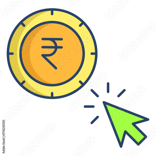 pay per click linear color icon design