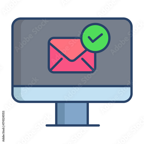 receive emails read linear color icon design