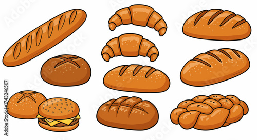 Assorted baked goods collection with transparent background
