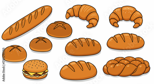 Assorted baked goods collection with transparent background