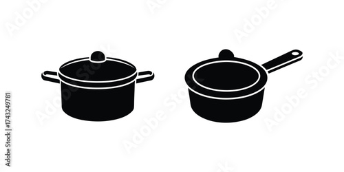 saucepan silhouette icon vector illustration