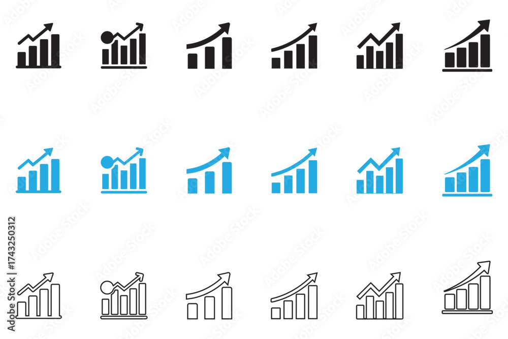 Fototapeta premium business growth graph, growing bar icon, success arrow vector illustration