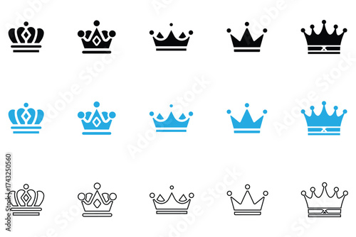 crown logo symbol, crown icon, king queen crown vector illustration