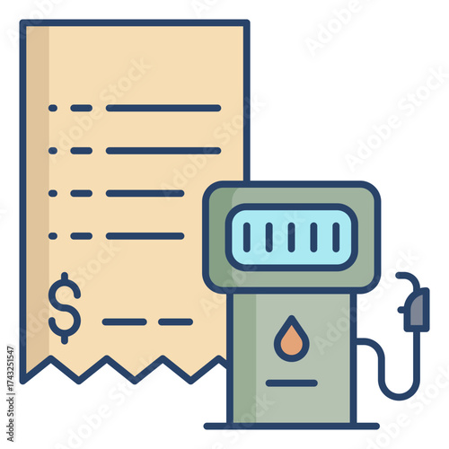 petrol bunk bill linear color icon design