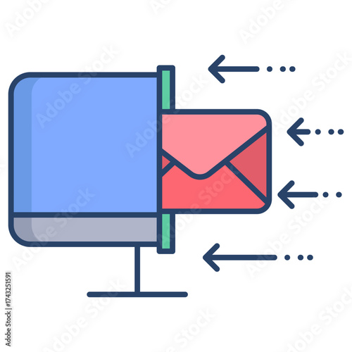 receive mail linear color icon design
