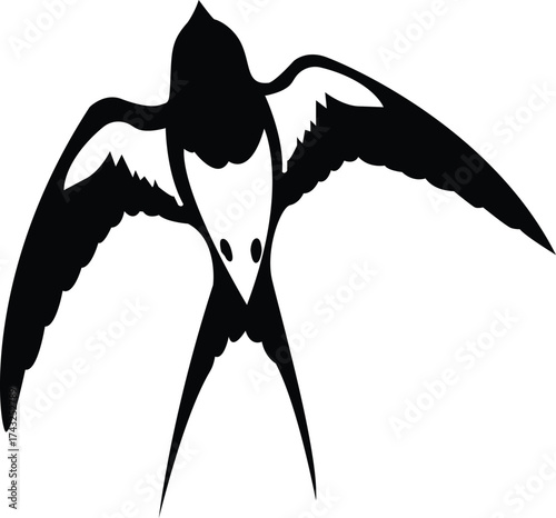 Silhouette of a swallow bird in mid-flight with wings outstretched showcasing its distinctive forked tail a symbol of freedom and grace