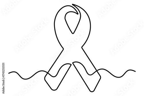 Abstract world aids day ribbon continuous one line art