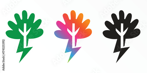Tree & Lightning Logo – Symbol of Renewable Energy and Eco-Technology