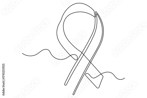 Minimal continuous one line art world aids day ribbon