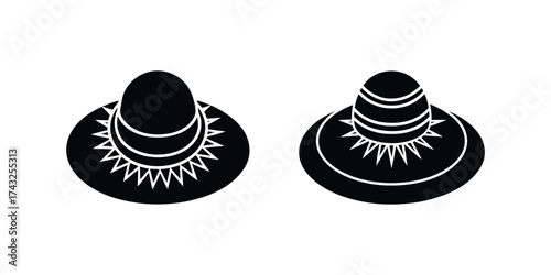 sun hat silhouette vector illustration
