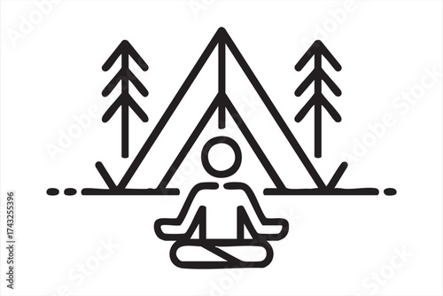 Outdoor nature retreat vector illustration for wellness and balance concept