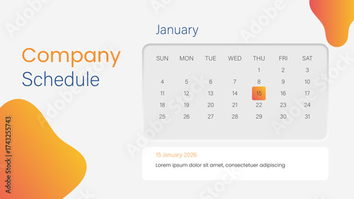 Company calendar presentation template. Event, schedule, agenda presentation design for business.