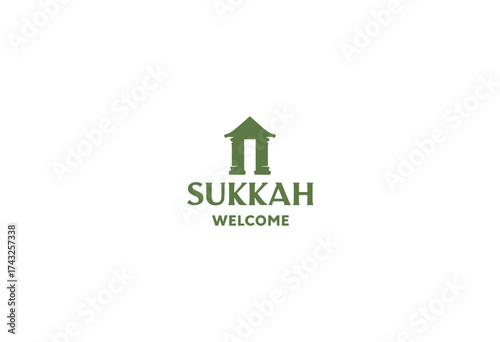 Sukkah welcome sign featuring a green structure with text  